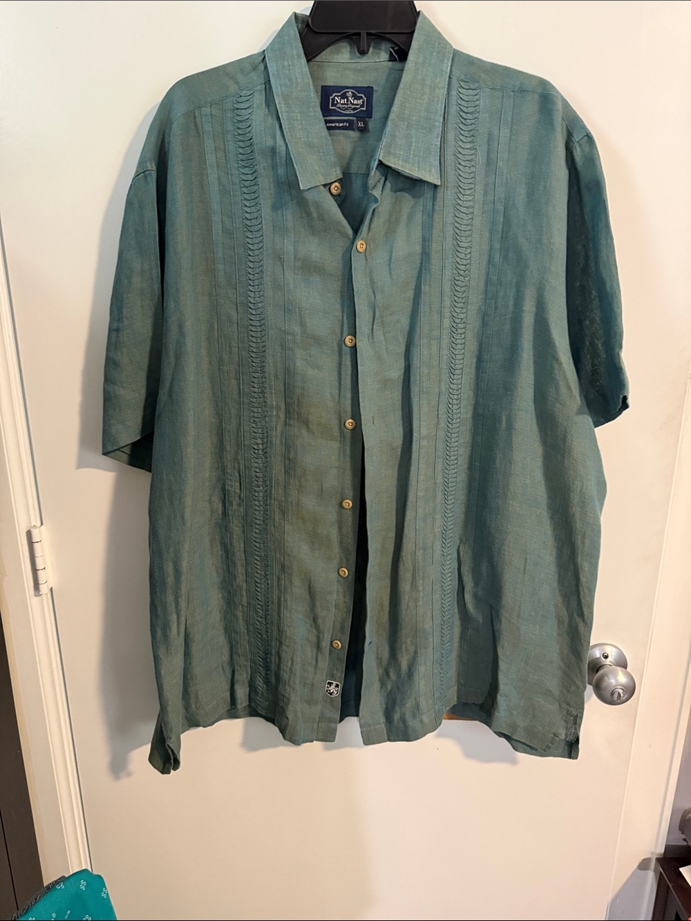 Nat Nast Teal Green Short Sleeve Button-Down Shirt
